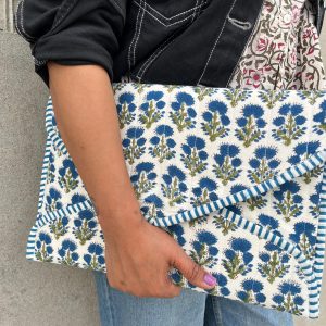 Hand Block Printed Quilted Floral Laptop Sleeve Case